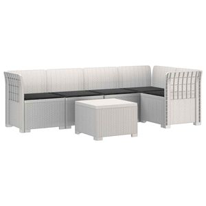 vidaXL 5-Zits Tuin Sofa met Kussens Rattan Look PP Wit