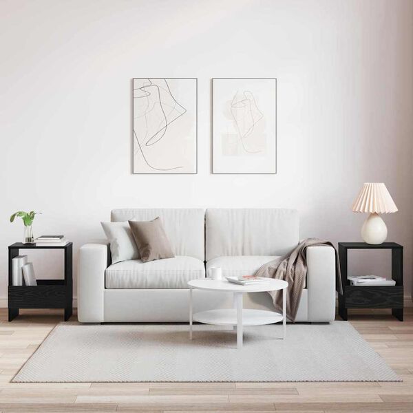 vidaXL Tijdschrift Rek 2 pcs Zwart Eiken 35 x 30 x 45 cm