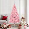 vidaXL Kunstmatig Voorverlicht Kerstboom met 300 LED Roze 180 cm PVC