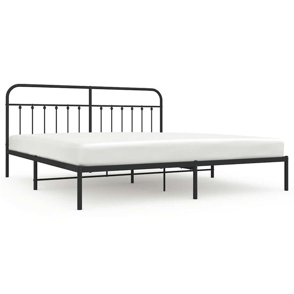vidaXL Bedframe met hoofdbord metaal zwart 200x200 cm
