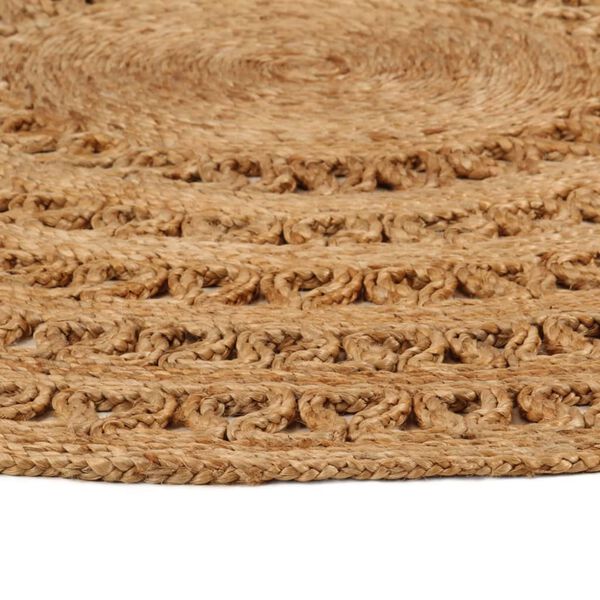 vidaXL Tapijt rond 90 cm gevlochten jute