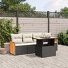 vidaXL 5-delige Loungeset met kussens poly rattan zwart