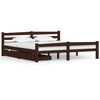 vidaXL Bedframe met 2 lades massief grenenhout donkerbruin 180x200 cm