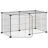 vidaXL Huisdierenkooi met deur 8 panelen 35x35 cm staal zwart