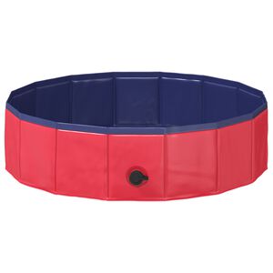 vidaXL Opvouwbaar zwembadd voor honden Rood en blauw 80 x 80 x 20 cm