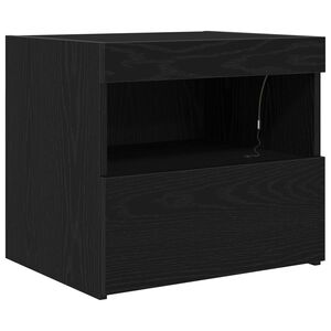 vidaXL Nachtkastje Zwart Eiken 50 x 40 x 45 cm Bewerkt hout