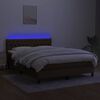 vidaXL Boxspring met matras en LED stof donkerbruin 140x190 cm