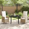 vidaXL Tuin Eetset met kussen 3 pcs Beige Poly riet