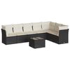 vidaXL 8-delige Loungeset met kussens poly rattan zwart