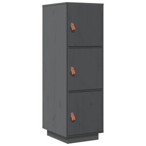 vidaXL Hoge kast 34x40x108,5 cm massief grenenhout grijs