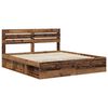 vidaXL Bedframe met hoofdeinde Oudhout 200 x 200 cm Massief grenenhout