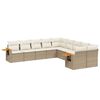 vidaXL 10-delige Loungeset met kussens poly rattan beige
