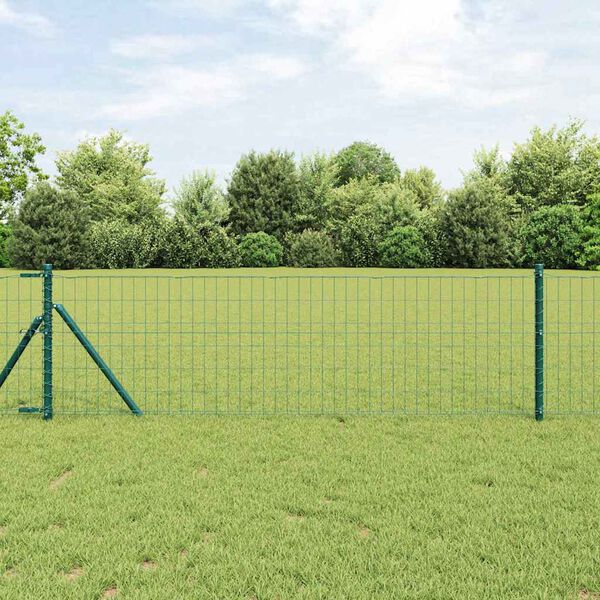 vidaXL Hek met Paal Groen 0,4 x 10 m Staal en PVC