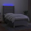 vidaXL Boxspring met matras en LED stof lichtgrijs 90x190 cm