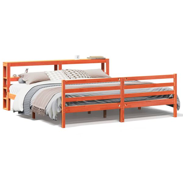 vidaXL Bedframe zonder matras massief grenenhout wasbruin 180x200 cm