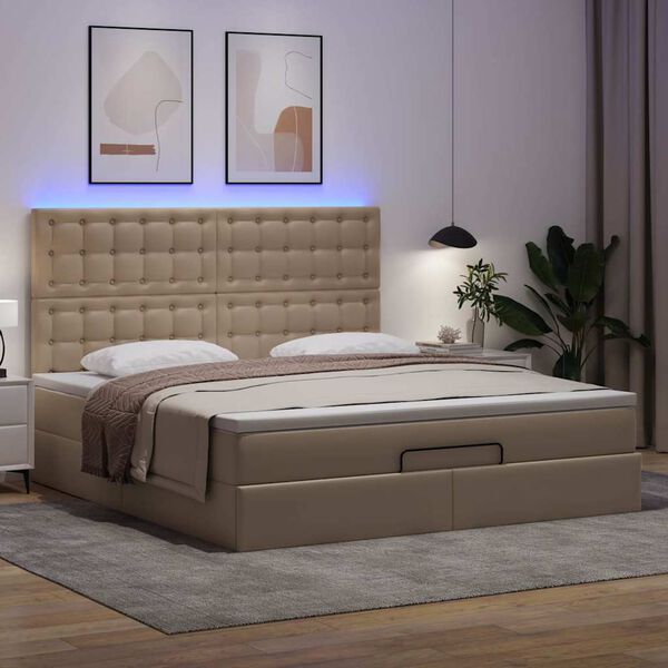 vidaXL Ottoman bed met matras en LED's 160x200cm kunstleer