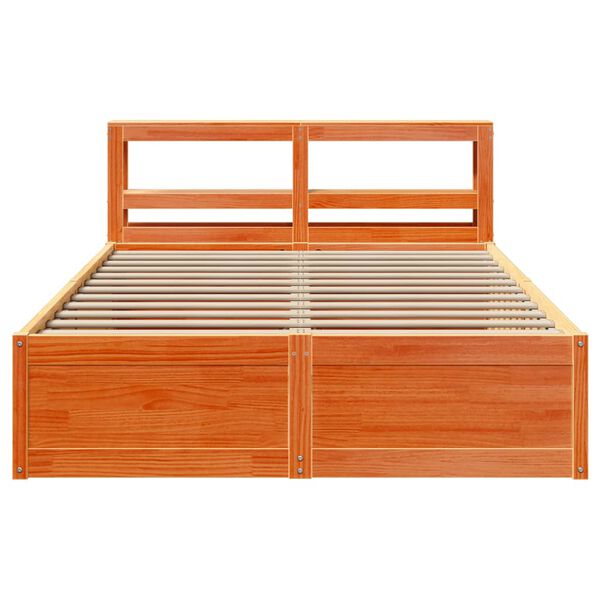 vidaXL Bedframe met hoofdbord massief grenenhout wasbruin 120x200 cm