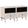 vidaXL Bed kast 2 st Wit 40 x 33 x 46 cm Massief Mango Hout
