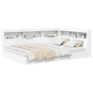 vidaXL Boekenkast Bed met hoofdeinde Wit 160 x 200 cm Bewerkt hout