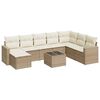 vidaXL 9-delige Loungeset met kussens poly rattan beige