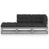 vidaXL 3-delige Loungeset met kussens massief grenenhout