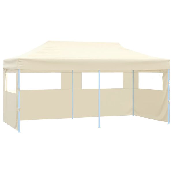 vidaXL Partytent met 4 zijwanden inklapbaar 3x6 m staal cr&egrave;me