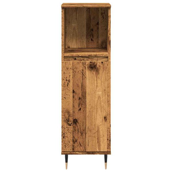 vidaXL Badkamerkast 30x30x100 cm bewerkt hout oud houtkleurig