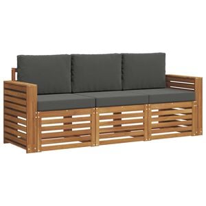 vidaXL Sofa-Sets 3 pcs Natuurlijk en Antraciet Massief Acaciahout