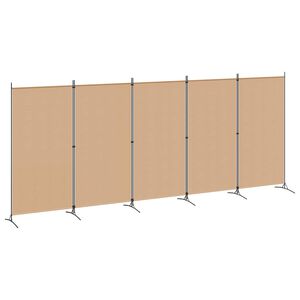 vidaXL 5-Panel Room Divider Beige 433 x 180 cm Stof