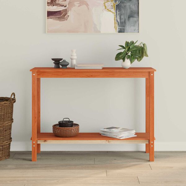 vidaXL Wandtafel Waskleur Bruin 110 x 40 x 80 cm Massief grenenhout