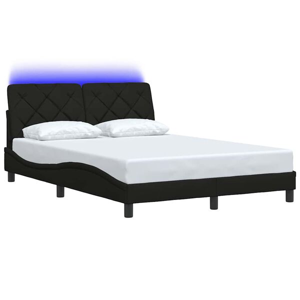 vidaXL Bedframe met LED zonder matras 140x200 cm stof zwart