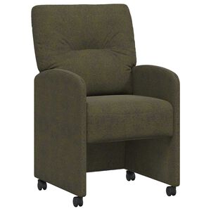 vidaXL Eetkamerstoelen met Wieltjes 2 st Faux suede leer Leger groen