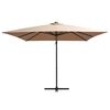 vidaXL Zweefparasol met LED en stalen paal 250x250 cm taupe