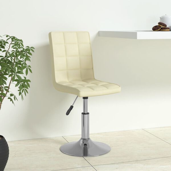 vidaXL Eetkamerstoelen 4 st draaibaar stof cr&egrave;mekleurig