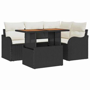 vidaXL Tuin Sofa Set met opslag 5 pcs Zwart Poly riet