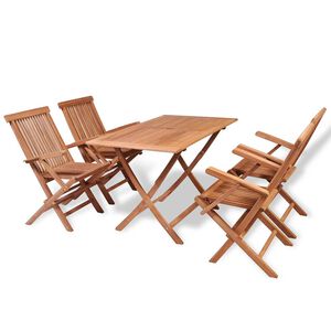 vidaXL 5-delige Tuinset massief teakhout