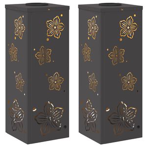 vidaXL Solar LED Pad Licht 2 pcs Zwart Koudgewalst staal