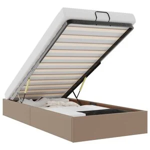 vidaXL Bedframe zonder matras 90x190 cm kunstleer cappuccinokleurig