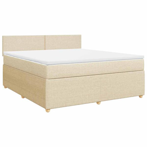 vidaXL Boxspring met matras stof cr&egrave;mekleurig 180x200 cm