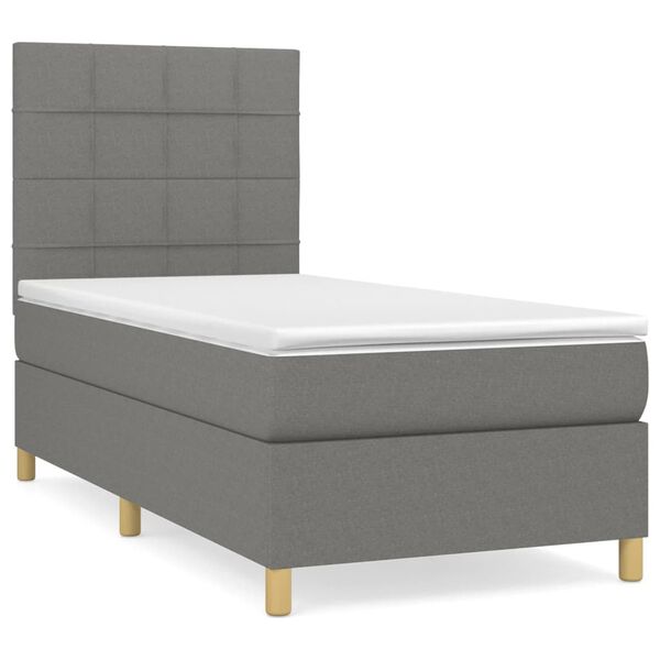 vidaXL Boxspring met matras stof donkergrijs 90x190 cm