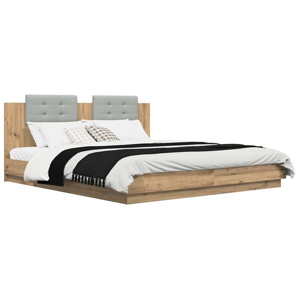 vidaXL Bedframe met Hoofdeinde Artisan Eiken 180 x 200 cm Bewerkt hout