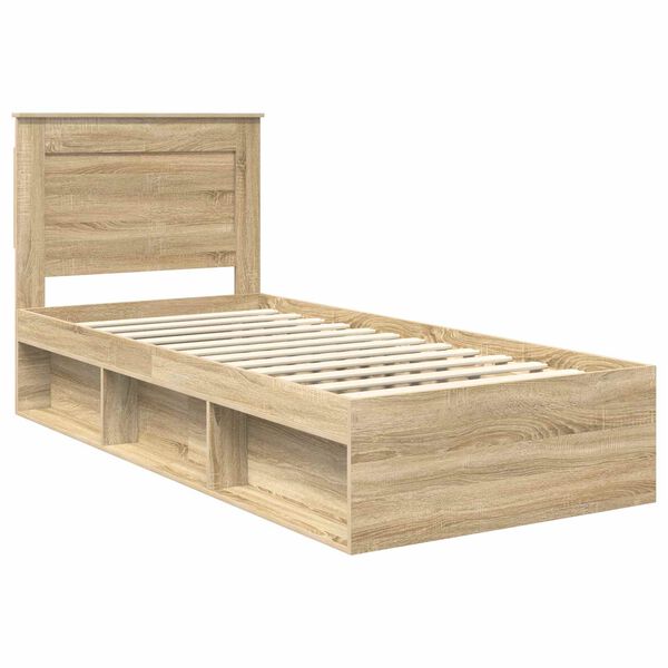vidaXL Bedframe met hoofdeinde Sonoma 100 x 200 cm Massief grenenhout