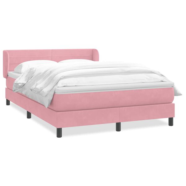 vidaXL Boxspring met matras fluweel roze 140x210 cm