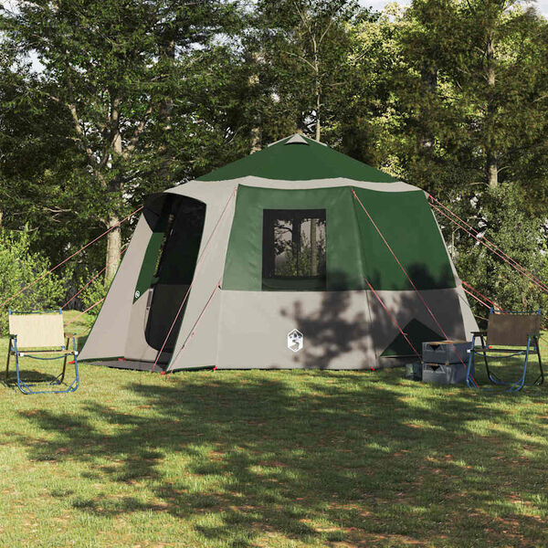 vidaXL Huisje Tent met dak met opslag Groen en Wit 405 x 405 x 273 cm