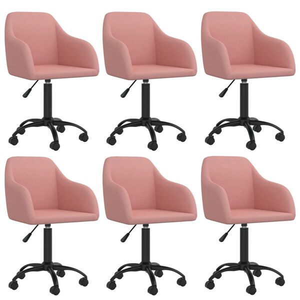 vidaXL Eetkamerstoelen draaibaar 6 st fluweel roze