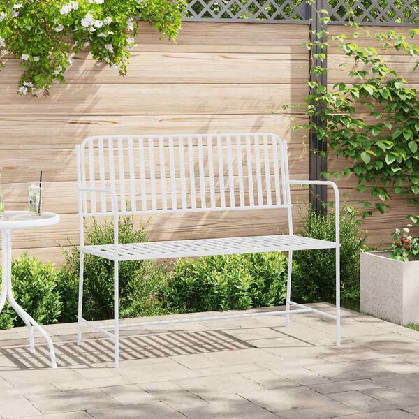 vidaXL Tuinbank Effen Wit 103,5 x 51,5 x 90 cm Staal