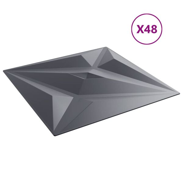 vidaXL 48 st Wandpanelen ster 12 m&sup2; 50x50 cm XPS grijs
