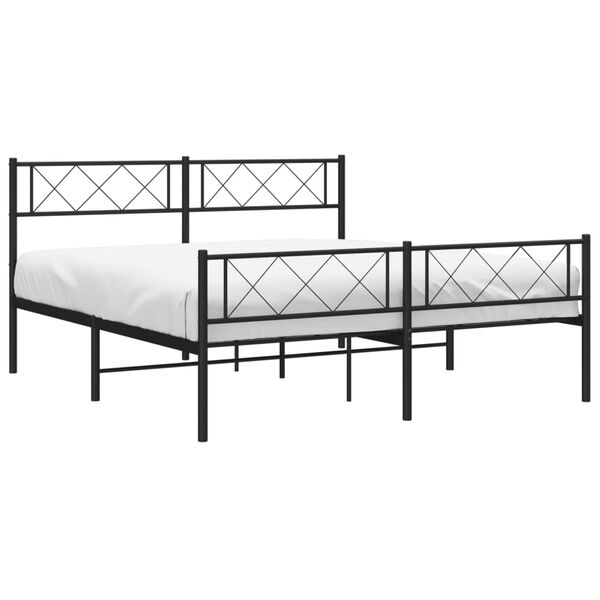 vidaXL Bedframe met hoofd- en voeteneinde metaal zwart 140x200 cm