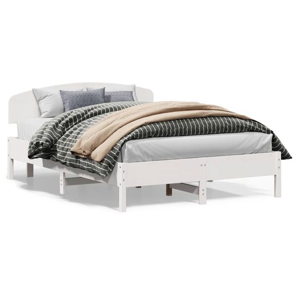vidaXL Bedframe zonder matras massief grenenhout wit 160x200 cm
