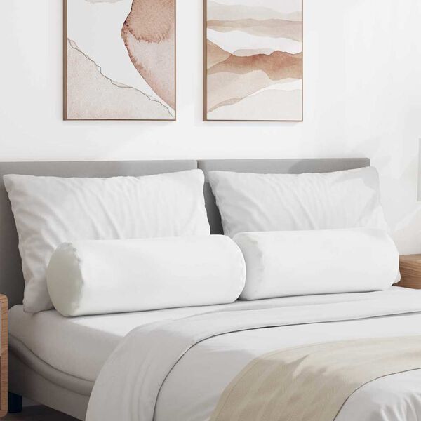 vidaXL Bolster Kussens 2 stuks Wit Ø 25 x 70 cm Stof